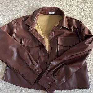 Faux leather brown jacket